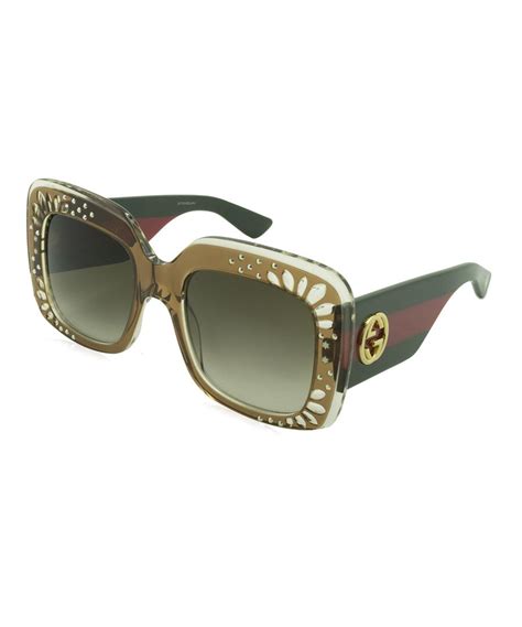 gucci sunglasses red and green stripe|Gucci 56mm square sunglasses.